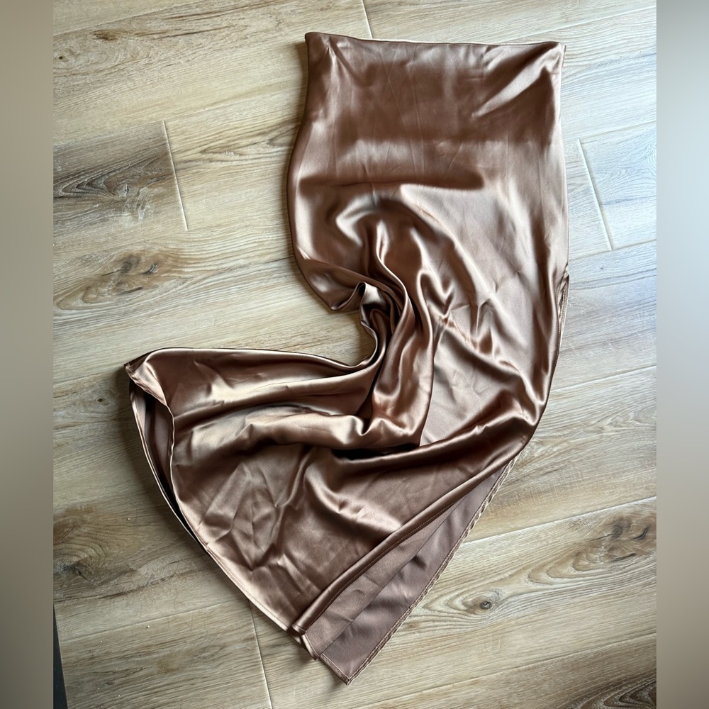 Lioness Satin Slip Skirt in Bronze-Gold
